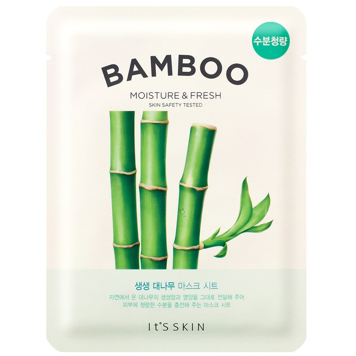 It'S SKIN Bamboo Moisture & Fresh 1 stk fugtgivende ansigtsmaske i hvid indpakning med grønne bambusstængler