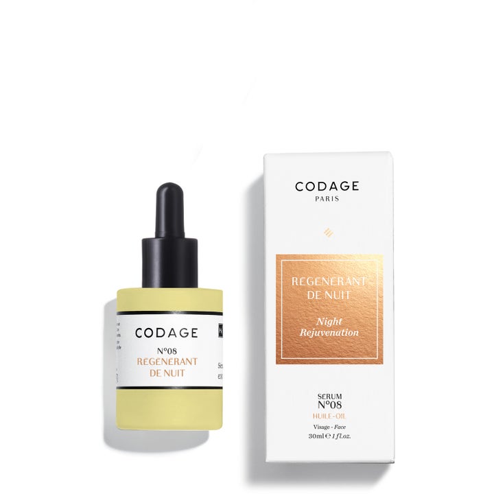 Codage N°08 Regenerant de Nuit 30ml regenererende ansigtsserum i gul frostet glasflaske med pipette og hvid æske