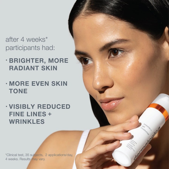 Dermalogica BioLumin-C Gel Moisturizer 50 ml lysnende dagcreme på model med jævn og strålende hud