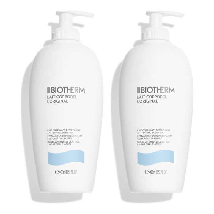 Biotherm Lait Corporel L'Original 2x 400ml fugtgivende bodylotion mod tør hud i hvide pumpeflasker