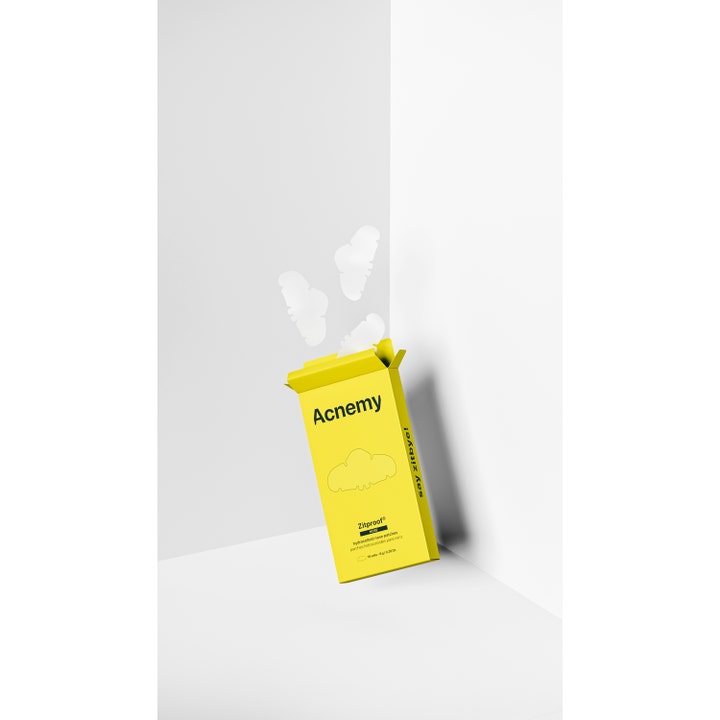 Niche Beauty Lab Acnemy Zitproof® Nose 10 stk spot treatment mod urenheder i gul æske med hvide hydrocolloid patches