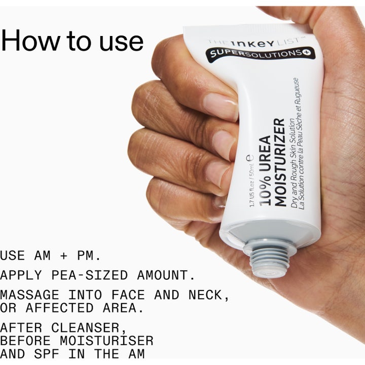 The INKEY List Urea 10% Moisturizer 50 ml fugtgivende ansigtscreme i hvid tube og emballage til tør og ru hud