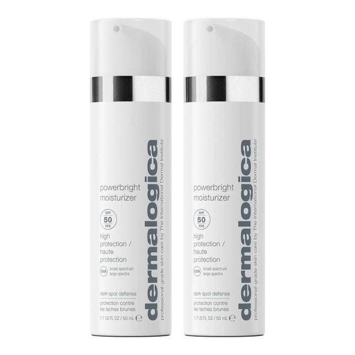 Dermalogica Powerbright Moisturizer SPF50 50 ml i hvid pumpeflaske der modvirker mørke pigmentpletter.
