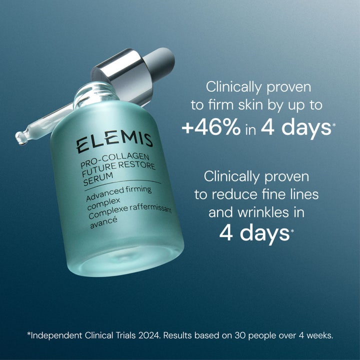 Elemis Pro-Collagen Future Restore Serum 30 ml opstrammende ansigtsserum i blå glasflaske med pipette