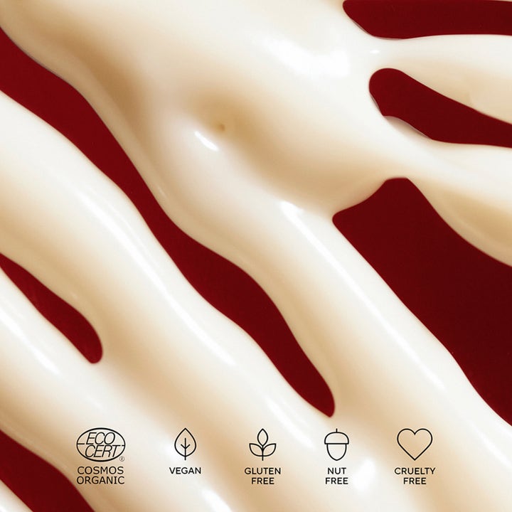 MÁDARA Derma Collagen Peptide Day Cream 50 ml opstrammende dagcreme med cremet hvid tekstur og veganske ikoner
