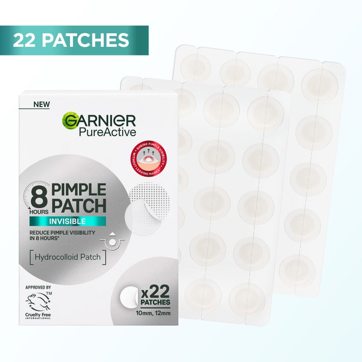 Garnier PureActive Invisible Pimple Patch 22 stk bumseplaster mod urenheder i to størrelser på gennemsigtige ark