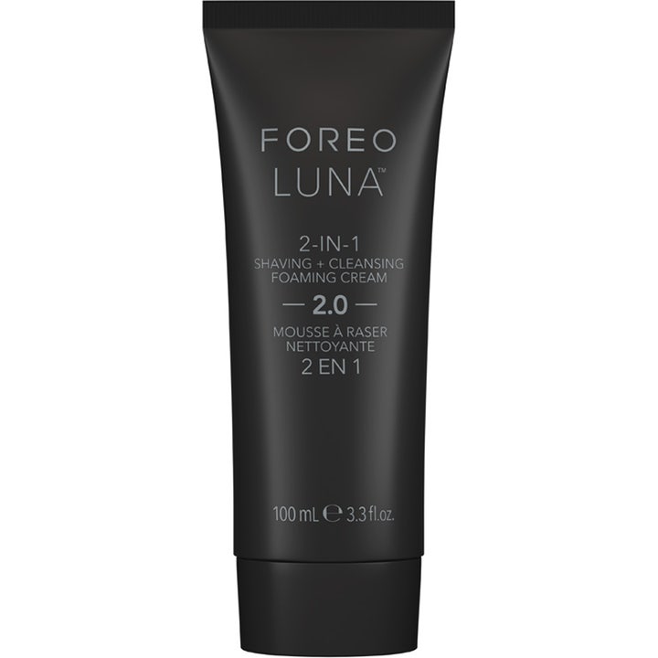 FOREO LUNA Shaving & Cleansing Foaming Cream 2.0 100 ml i en mat sort tube der giver en ren barbering.