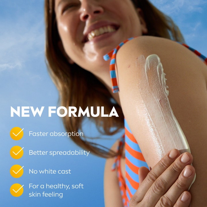 NIVEA Protect & Moisture Sun Lotion 200 ml solcreme med NEW FORMULA der absorberes hurtigt uden hvide mærker.