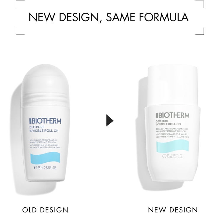 Biotherm Deo Pure Invisible 75 ml roll-on deodorant der modvirker hvide mærker i nyt og gammelt design.