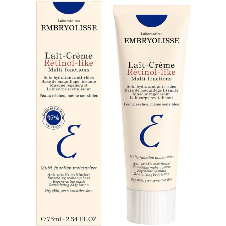 Embryolisse Lait-Crème Rétinol-Like 75 ml anti-age ansigtscreme i beige tube og æske der mindsker fine linjer