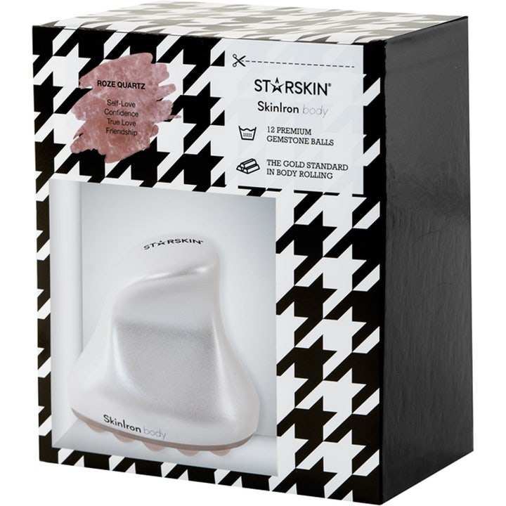 STARSKIN SkinIron body 12 ædelstenskugler til opstrammende kropsmassage i hvidt ergonomisk design i ternet æske