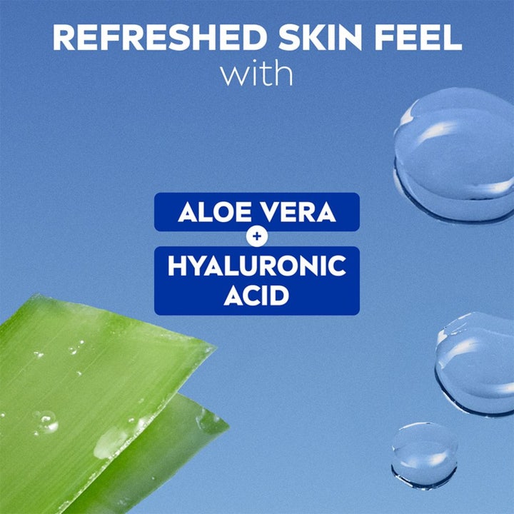 NIVEA Toner Refreshing 200 ml opfriskende ansigtsvand infografik om vegansk formel og genanvendt emballage
