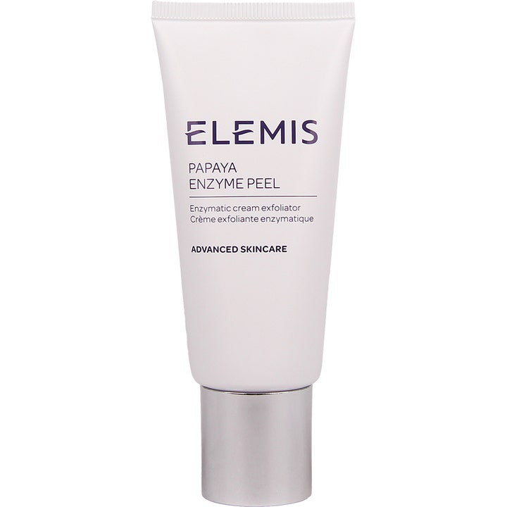 Elemis Papaya Enzyme Peel 50 ml eksfolierende ansigtscreme i hvid tube med sølvfarvet låg