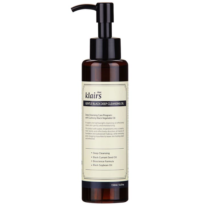 Klairs Gentle Black Deep Cleansing Oil 150ml dybderensende ansigtsolie der giver fugt i mørkebrun pumpeflaske
