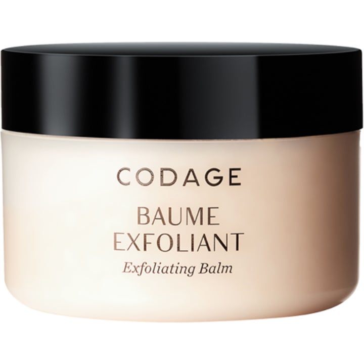 Codage Baume Exfoliant eksfolierende balm der giver glat hud i en elegant beige krukke med sort låg