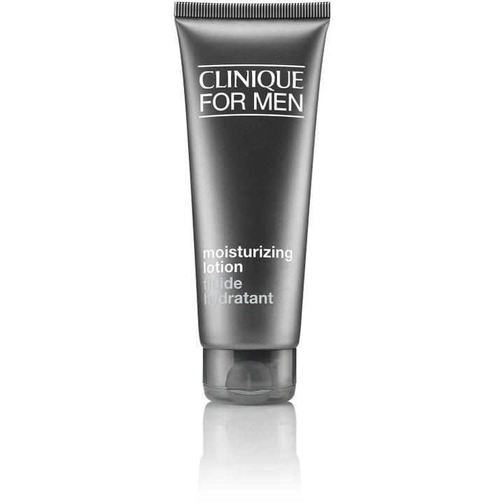 Clinique For Men Moisturizing Lotion 100ml fugtgivende ansigtslotion i en koksgrå tube med mørkt låg.