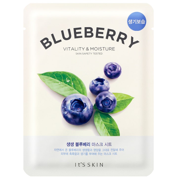 It'S SKIN Blueberry Vitality & Moisture 1 stk fugtgivende sheet mask med motiver af friske blåbær og grønne blade