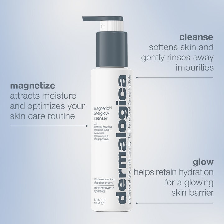 Dermalogica Magnetic Afterglow Cleanser 150 ml fugtgivende ansigtsrens i hvid pumpeflaske der giver glød