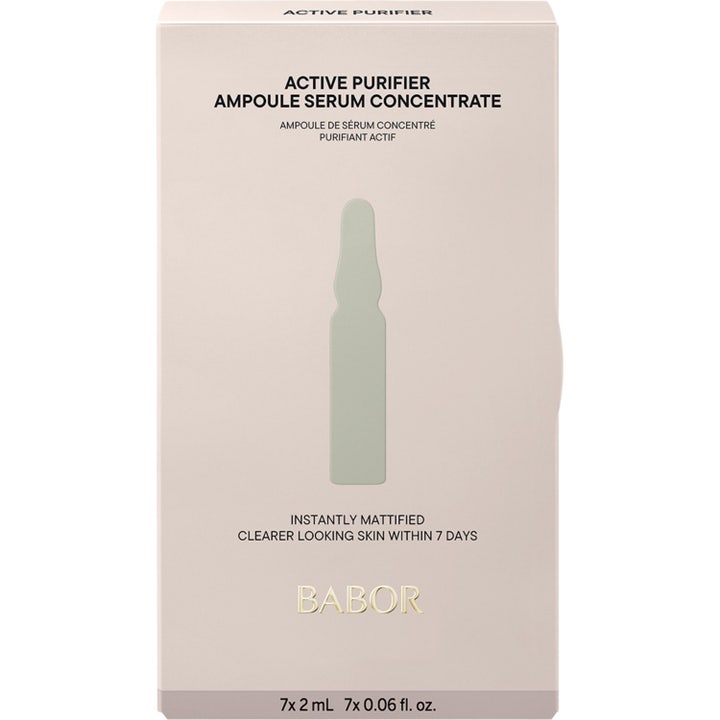Babor Ampoule Active Purifier 14 ml matterende serum mod urenheder i beige æske med grøn ampul-grafik