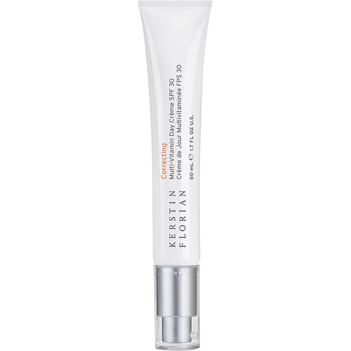 Kerstin Florian Correcting Multi-Vitamin Day Crème SPF 30 50 ml beskyttende dagcreme i hvid tube med sølvpumpe