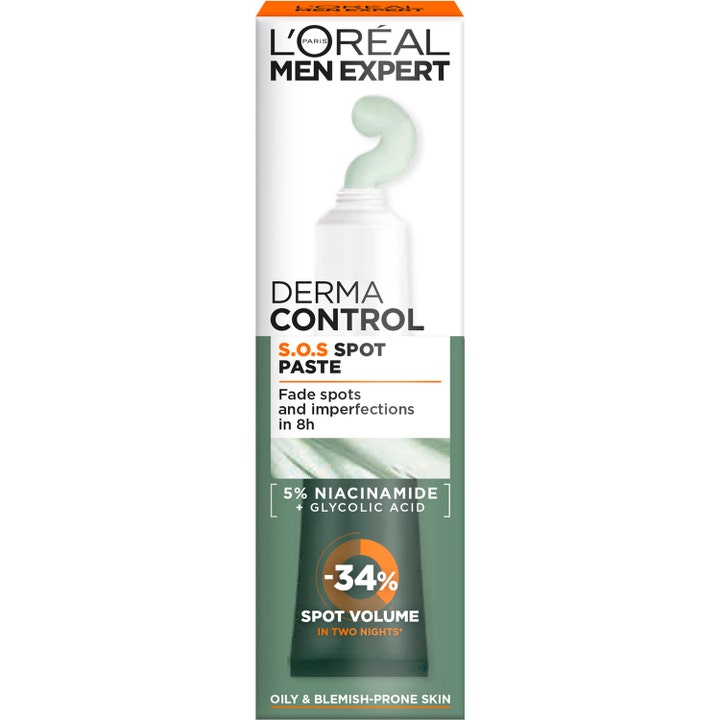 L'Oréal Paris Men Expert Derma Control S.O.S Spot Paste 45 ml spot treatment mod urenheder med niacinamid og glykolsyre.