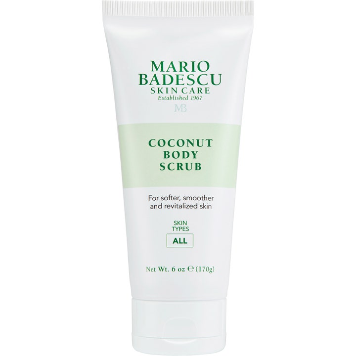 Mario Badescu Coconut Body Scrub 170g eksfolierende kropspleje i hvid tube med lysegrønne detaljer