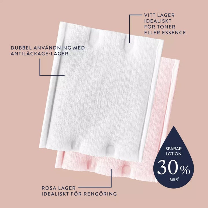 Topz Premium The Toner Pad 50 stk hudpleje med hvidt lag til toner og lyserødt lag til rens der sparer produkt