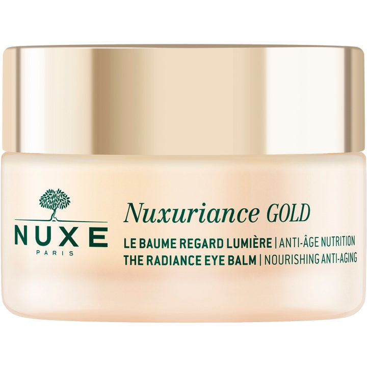 Nuxe Nuxuriance Gold The Radiance Eye Balm 15 ml nærende antiage øjencreme i glaskrukke med guld metallåg