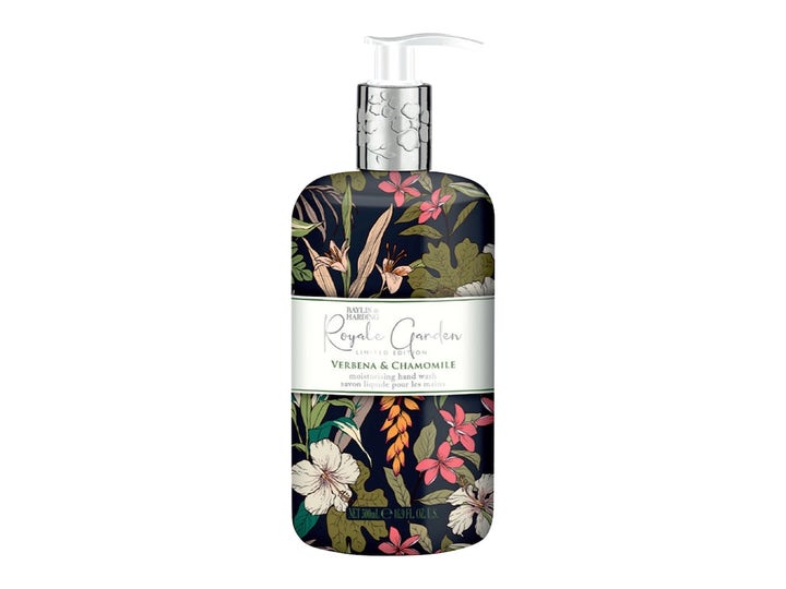 Baylis & Harding Royale Garden Verbena & Chamomile 500 ml fugtgivende håndsæbe i mønstret flaske med hvid pumpe