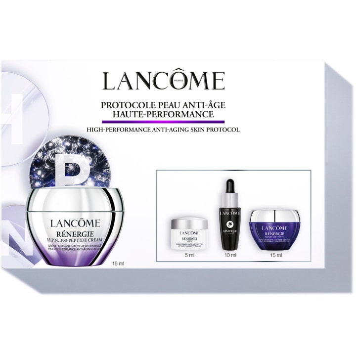 Lancôme Rénergie H.P.N. 300-Peptide Cream Gaveæske 4 dele opstrammende pleje i hvid æske med lilla og sølvfarvede krukker