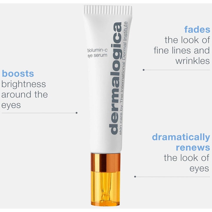 Dermalogica BioLumin-C Eye Serum 15 ml lysner øjenområdet i hvid tube med orange gennemsigtig hætte.