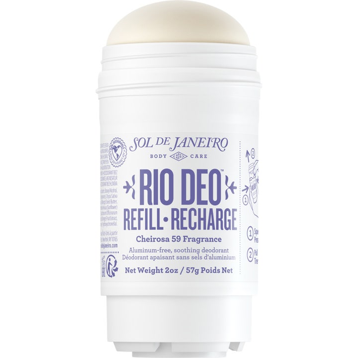 Sol de Janeiro Rio Deo Refill Cheirosa 59 57g beroligende deodorant i hvid stift med lilla tekst