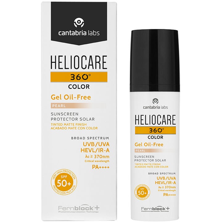 Heliocare Heliocare Gel Oil-Free SPF 50+ Bronze 50 ml solcreme i hvid pumpeflaske og æske