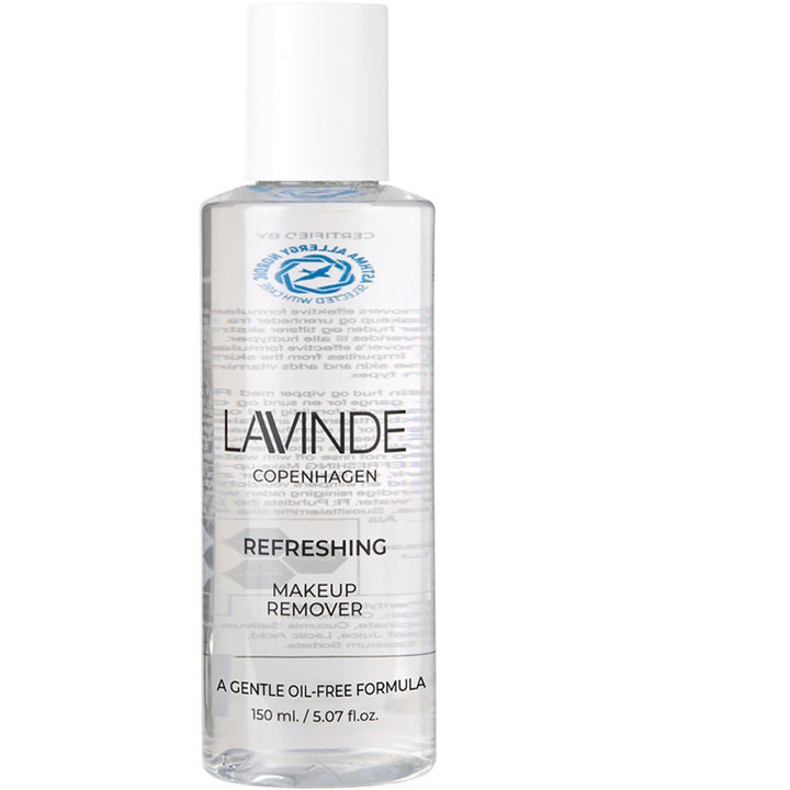 Lavinde Copenhagen Refreshing Makeup Remover 150 ml skånsom oliefri rens i gennemsigtig flaske med hvidt låg