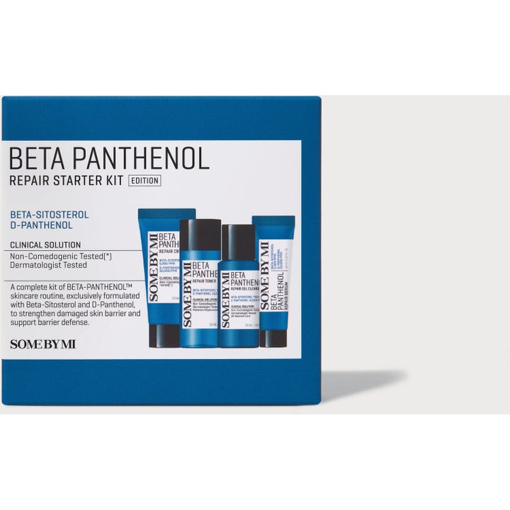 Some By Mi Beta Panthenol Repairs Starter Kit 90 ml beroligende ansigtspleje i blå æske med fire rejsestørrelser