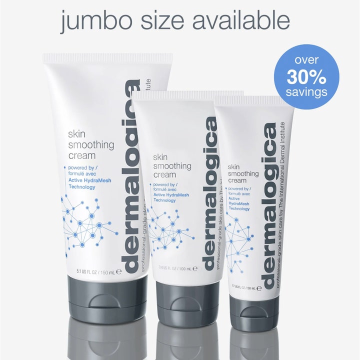Dermalogica Skin Smoothing Cream 15 ml fugtgivende dagcreme i hvide tuber i forskellige størrelser med grå låg