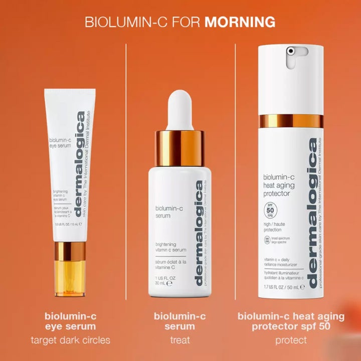 Dermalogica Biolumin-C Heat Aging Protector SPF50 15 ml dagcreme med C-vitamin vist i en morgenrutine