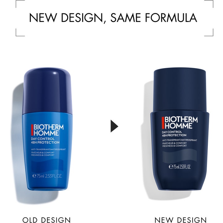 Biotherm Homme Day Control 900 ml antiperspirant viser nyt mørkeblåt design med 48 timers beskyttelse.