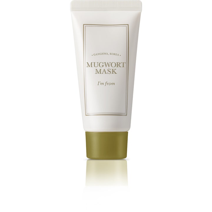 I'm From Mugwort Mask 30 g beroligende ansigtsmaske i hvid tube med olivengrønt låg der dæmper rødme