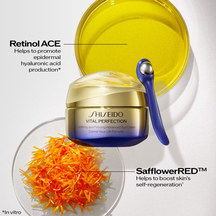 Shiseido Vital Perfection Advanced Eye Cream 15 ml opstrammende øjencreme med Retinol ACE SafflowerRED og applikator