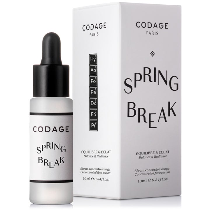 Codage Paris Spring Break Serum 10 ml detox serum der giver glød i frostet glasflaske med sort pipette og æske.