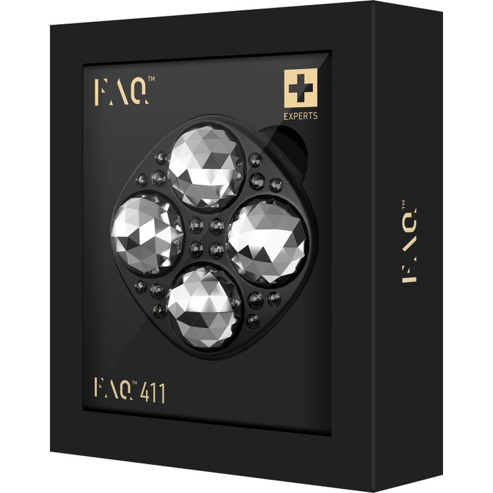 FAQ Swiss FAQ™ 411 Microcurrent Red LED Body Toning Device i sort æske med sølvfarvede massagehoveder