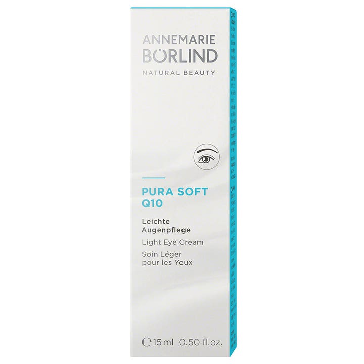 Annemarie Börlind Pura Soft Q10 Light Eye Cream 15 ml fugtgivende øjencreme i hvid og blå æske
