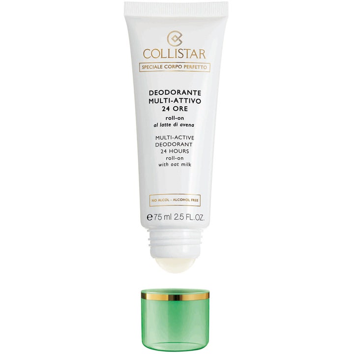 Collistar Multi-Active Deodorant 24 Hours 75 ml roll-on med plejende havremælk i hvid tube med gennemsigtig grøn hætte.