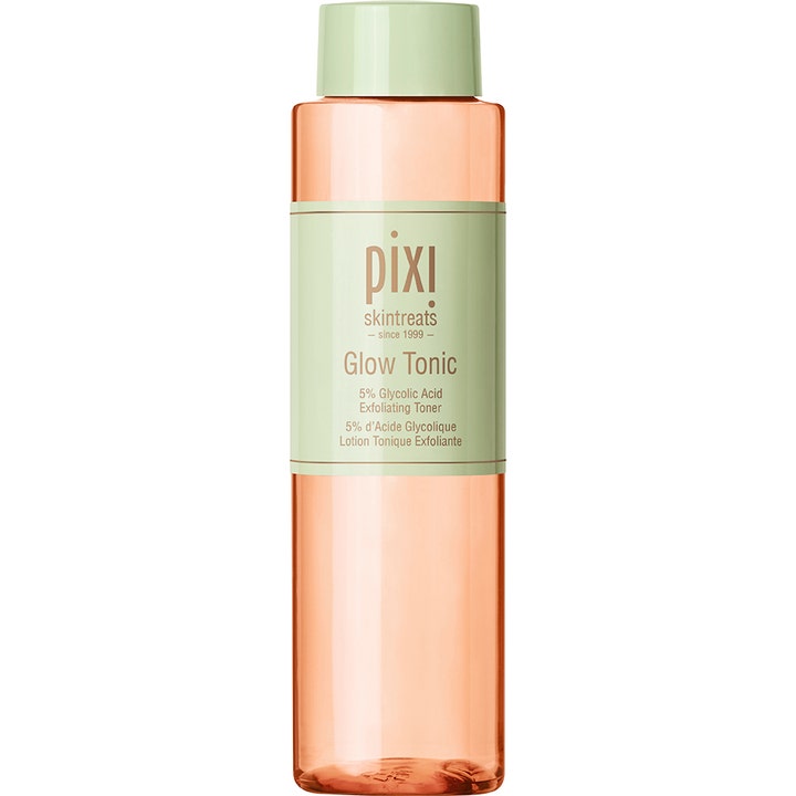 Pixi Glow Tonic 250 ml eksfolierende toner der giver glød i orange gennemsigtig flaske med lysegrønt låg
