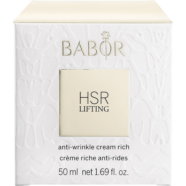 Babor HSR Lifting Cream Rich 50 ml anti-rynke dagcreme i hvid æske med præget mønster og guldskrift