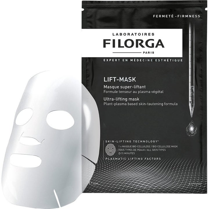 Filorga Lift-Mask 1 stk opstrammende sheet maske i sort pose med hvid bio-cellulose maske der giver løft