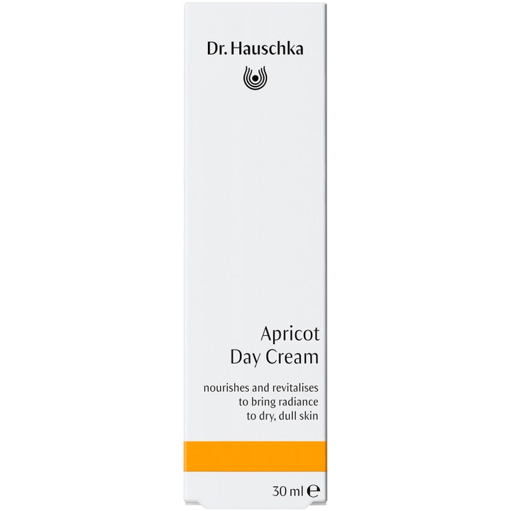 Dr. Hauschka Apricot Day Cream 30 ml nærende dagcreme giver glød til tør hud i hvid æske med orange detalje