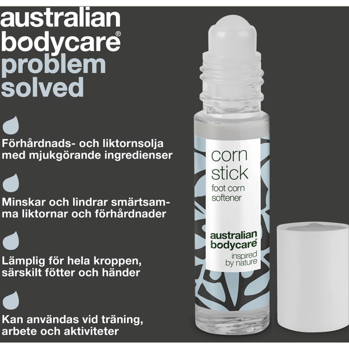 Australian Bodycare Corn Stick 9 ml blødgørende fodpleje mod ligtorne i gennemsigtig roll-on flaske