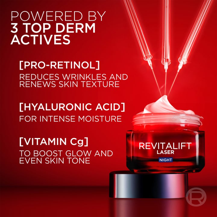L'Oréal Paris Revitalift Laser 50 ml nattkräm med pro-retinol og hyaluronsyre der reducerer rynker.
